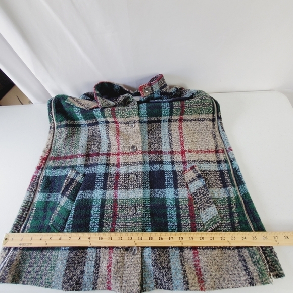 Anthropologie Davis Plaid Capelet One Size Andersen & Lauth Wool Blend Poncho - Picture 9 of 12